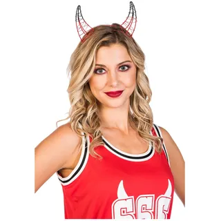 amscan 9908987 Halloween-Stirnband Horn, 1 Stück, rot/schwarz