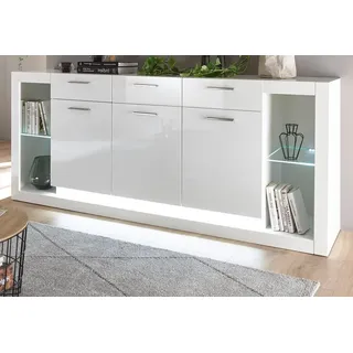 furn.design Sideboard 198 x 83 x 43 cm Weiß Hochglanz