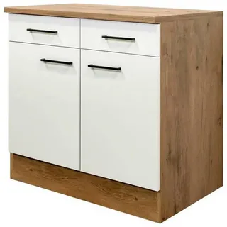 FlexWell Küchenunterschrank , Eichefarben, Magnolie , Metall , 1 Fächer , 2 Schubladen , einzeln stellbar , 80x85x57 cm , Made in Germany , individuell planbar , Küchen, Küchenmöbel, Küchenschränke, Küchenunterschränke