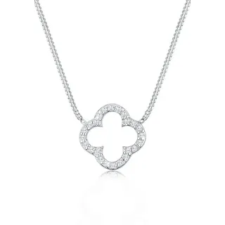 Elli Kette mit Anhänger Kleeblatt Zirkonia 925 Sterling Silber