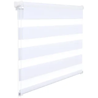 Doppelrollo - Verdunkelnder Fensterrollo - Zwei Lagen - Lichtfilternd - Staubabweisend - Kordelbedienung - 60 x 150 cm - Weiß