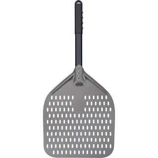 Pizzaschaufel Perforiert - Hart Anodisiertes Aluminium - Abnehmbarer Handgriff - Kompakte Lagerung - 12x14 Zoll