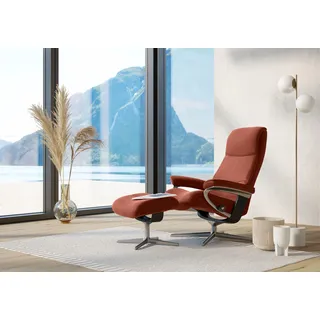 Stressless Relaxsessel "View" Set, Relaxsessel mit Hocker, mit Hocker, mit Cross Base, Größe S, M & L, Holzakzent Schwarz, henna paloma