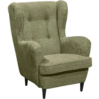 MID.YOU Ohrensessel Lesesessel, Olivgrün, Textil, 78x102x98 cm, Made in EU, Wohnzimmer, Sessel, Ohrensessel