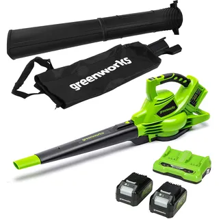 Greenworks Akku-Laubsauger inkl. 2 x 4,0 Ah + Ladegerät