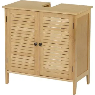 Badezimmer Schrank unter Waschbecken - Waschbeckenunterkasten - Waschbeckenunterkasten mit Aussparung - 60x30x60 cm - Bambus
