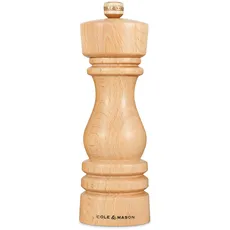 Cole & Mason H233006 London Salzmühle, mit Einstellbarem Mahlwerk, Holz, 18cm, Precision+ mit Keramikmahlwerk, Gewürzmühle, Mühle für Salz