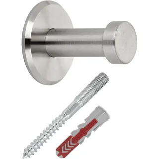 1 Stück SOTECH Garderobenhaken TALEA mit Platte echt Edelstahl massiv inkl. Montagematerial Ø 10/15 mm Länge 30 mm Gesamtlänge 33 mm Wandhaken Handtuchhalter
