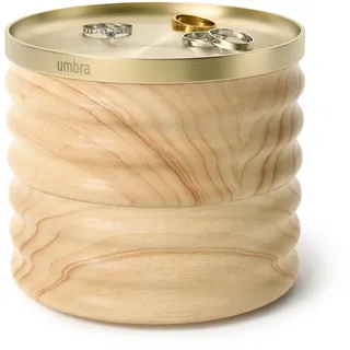 Umbra Tesora Schmuckbox, Halsketten- und Ohrringhalter, Accessoire-Organizer mit zwei stapelbaren Holzfächern und Metalldeckel, Natur/Messing