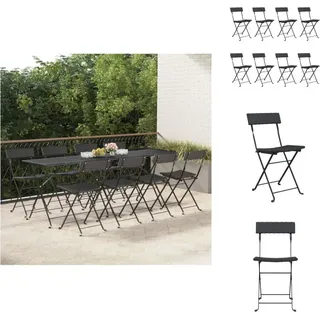 vidaXL Bistrostühle 8 Stk. Klappbar Schwarz Poly Rattan und Stahl - Gartenstühle - Schwarz