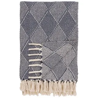 Plaid-Decke - gemütliche Wolldecke - weicher Wurf - fügt Farbe und Wärme hinzu - 130 cm x 180 cm - Blau