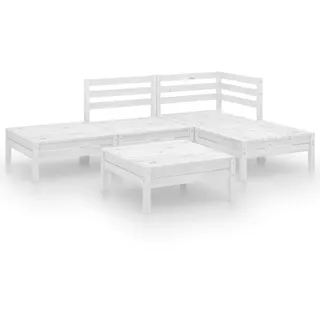 vidaXL 5-tlg. Garten-Lounge-Set Massivholz Kiefer Weiß - Weiß