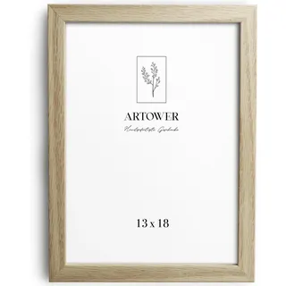 Artower® Bilderrahmen für 13 x 18 cm Natur Holz Eiche Dünner Rahmen | Posterrahmen Groß Vintage Collage | Picture Frame 13x18cm | Holzrahmen Holz-Bilderrahmen | Holzbilderrahmen Poster Rahmen Echtholz
