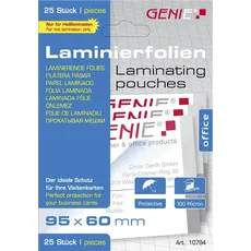 Bild Genie, Laminierfolie, Laminiertaschen 25 im Visitenkartenformat - Folien (95 x 60 mm, 25 Stück, 2000 μm)