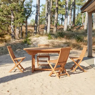 Capri - Ovale Outdoor Gartenmöbel Set aus massiver Akazie 4 Stühle