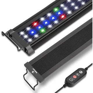 Aquarium Beleuchtung, Aquarium LED Vollspektrum Beleuchtung, 10 Stufen der einstellbaren Helligkeit, 45W 24/7 Allwetter-Beleuchtungsmodus, mit einziehbarem Ständer für Aquarien Größen 85-115cm
