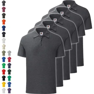5er Pack Fruit of the Loom Iconic Polo, Farbe:sonnenblumengelb, Größe:L - Gelb