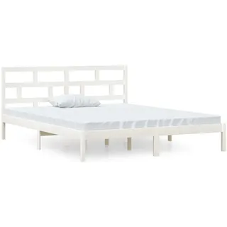 vidaXL Massivholzbett Weiß 120x190 cm - Weiß