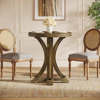 Tribesigns 60 cm runder Esstisch, Retro-Bistrotisch Beinen aus massiver Tanne, kleiner Küchentisch für Wohnzimmer, Büro, Café, Pub, Bar, Vintage-Braun