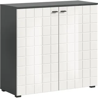 INOSIGN Kommode »Gora, Breite 92 cm, gefräste Front in Waffeloptik hochglanz« Sideboard, Schrank, Anrichte, schwarz