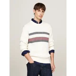 Tommy Hilfiger Rundhalspullover »GLOBAL STRIPE CHUNKY RIB C NK«, mit auffälligem Color Block-Design TOMMY HILFIGER Ivory XXXL