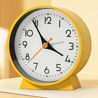 Azyh Analoger Wecker ohne Ticken, Kleine Retro Tischuhr, Tischuhr für Wohnzimmerdekoration, Schlafzimmer, Nachttisch Erwachsene, Senioren, Kinder, Reisewecker, Batteriebetrieben