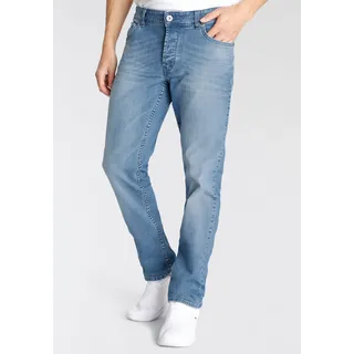 bruno banani Straight-Jeans »Dylan«, gerade Beinform, Used-Waschung, niedrige Leibhöhe, blau