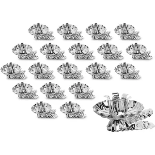 Idena 31892 - Baumkerzenhalter für den Weihnachtsbaum, 20 Stück in Silber, Vintage Kerzenhalter aus Metall, mit Clip für Äste bis 1,5 cm Dicke