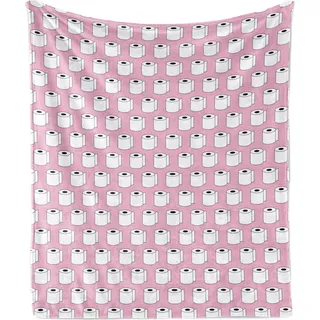 ABAKUHAUS Karikatur Weich Flanell Fleece Decke, Einfache Karikatur Illustration von Papiertücher in sich wiederholendes Muster Kunstdruck, 175 x 230 cm, Baby Pink Weiß