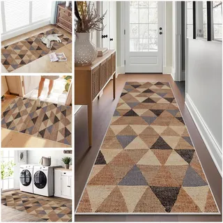Teppich Läufer Flur rutschfest Waschbar Küchenteppich 100 x 400 cm Modern Küchenläufer Flurteppich Eingangsteppich Korridor Küche Teppiche Fußmatte Teppichläufer für Schlafzimmer, Küche, Wohnraum