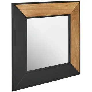 Mid.you Wandspiegel , Naturfarben, Schwarz , Holz, Metall, Glas, Holzwerkstoff , Tanne,Tanne , furniert , quadratisch , 80x80x1.6 cm , Garderobe, Garderobenspiegel