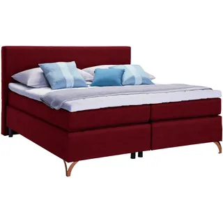 Esposa Boxspringbett , Rot , Textil , H2 + H3 , 7-Zonen , 140x200 cm , Federkernmatratze, Stoffauswahl, Topper durchgehend, in verschiedenen Größen erhältlich , Schlafzimmer, Betten, Boxspringbetten