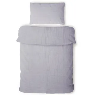 LAYNENBURG Musselin Kinderbettwäsche 100x135cm + 40x60cm – 100% Baumwolle – Oeko-Tex Standard – 3 lagiges Musselin Bettwäsche Set für Baby, Kinder, Jungen & Mädchen (grau)