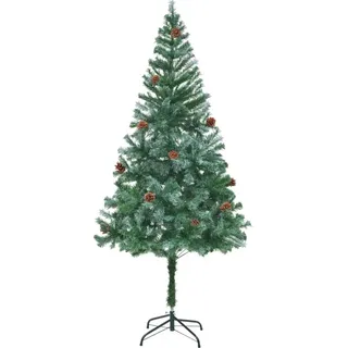 The Living Store Künstlicher Weihnachtsbaum mit Tannenzapfen 180 cm - Grün