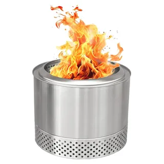 rauchfreie Feuerschale aus Edelstahl 50 cm - Feuerschalen für den Garten - Feuerstelle für den Außenbereich mit elegantem Design - Betrieb mit Holz und Pellets
