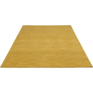 THEKO Wollteppich »Gabbeh Uni, Handgefertigt, Teppich, meliert, reine Wolle,« rechteckig 14 mm Höhe Schlafzimmer, Wohnzimmer, Esszimmer, auch als Läufer oder rund, gelb