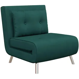 Homcom Schlafsessel Klappsessel mit Bettfunktion, Einzelsofa mit Kissen, Samtoptik Grün , Textil , Füllung: Schaumstoff,Schaumstoff , 88x83x77 cm , Wohnzimmer, Sofas & Couches, Schlafsofas, Schlafsessel