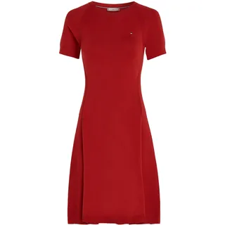 Tommy Hilfiger Jerseykleid »CO JERSEY STITCH F&F DRESS«, mit Logostickerei auf der Brust, rot