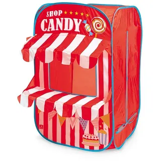 MONDO Toys - Spielzelt Candy Shop Süßigkeitenladen Spielhaus für Innen und Außen für Mädchen und Kinder, tragbar, Geschenk für Kinder, Rot/Weiß - 28338