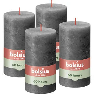 Bolsius Rustikale Stumpenkerze 13 cm grau 4 St.