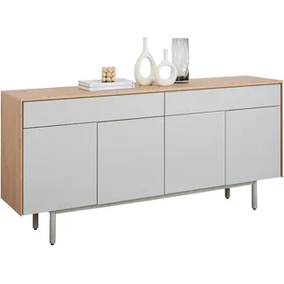Lomoco Sideboard , Grau, Eichefarben , Holzwerkstoff , 2 Fächer , 2 Schublade(n) Schubladen , 180x86x42 cm , FSC Mix , Beimöbel erhältlich, stehend , Holzmöbel, Wohnwände Holz, Wohnwand Serien Holz
