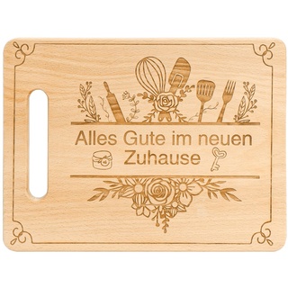 Einzugsgeschenke- Holz Schneidebrett, Einweihungsgeschenke für ein neues Haus, Geschenke für neue Hausbesitzer, Schneidebrett mit Gravur, Geschenk zum ersten Zuhause – Alles Gute im neuen Zuhause