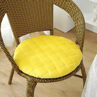 Sitzkissen Rund 40cm Gelb, 1er-Set 4 cm Dicke Weiche Stuhlkissen mit rutschfest Waschbar Samtbezug, Sitzkissen Stuhl mit Reißverschluss, Chair Cushion für Indoor Esszimmer Küche Outdoor Garten