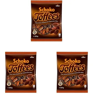 Schoko Toffees - 3 x 325g - Schokoladen Toffees mit feinherbem Schokoladenüberzug (30 Prozent)