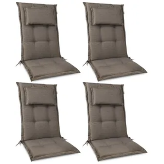 Beautissu 4er Set Premium Gartenstuhlauflage Hochlehner 120x50x7cm, Taupe - Taupe