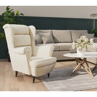vidaXL Sessel Cremeweiß Samt - Sessel - Wohnzimmersessel - Loungesessel - Lounge Sessel - Weiß