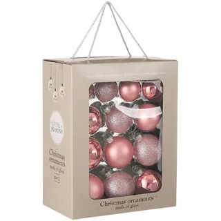 Mica Decorations Weihnachtsbaumkugeln-Set - 26 Stück - Ø7 cm - Rosa