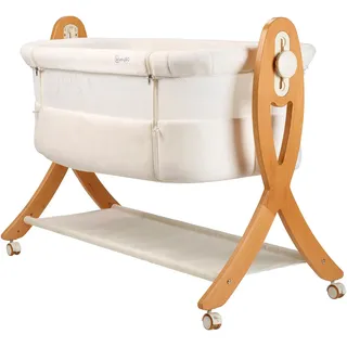 BabyGO Beistellbett "SidebySide, weiß/beige", mit Schaukelfunktion, weiß, beige),
