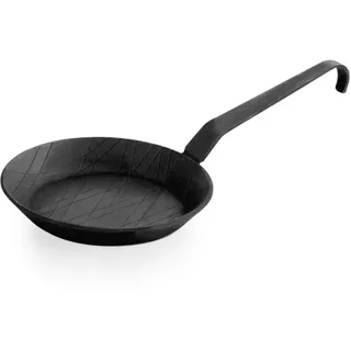 WAS Germany Bratpfanne unbeschichtet, Gusseisen Ø 20 cm, 3 cm hoch - induktionsgeeignete Servierpfanne aus Eisen mit Hakenstiel - 2256 200