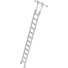 Stufen-Regalleiter, aluminium, fahrbar, 12 Stufen